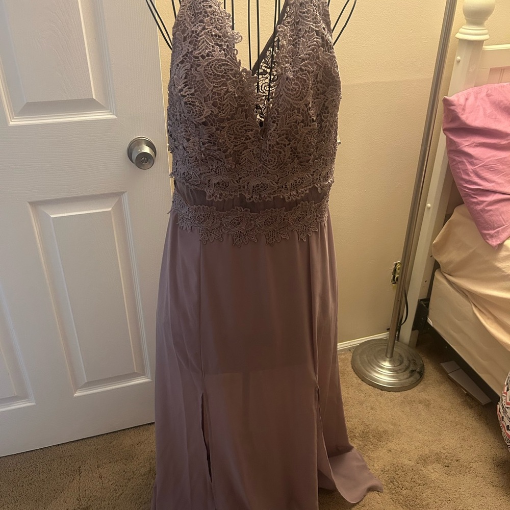 Soieblu Lace High Low Dress in Mauve